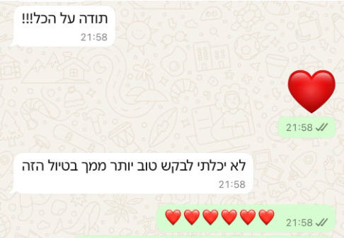 Bracha's feedback on our personal journeys